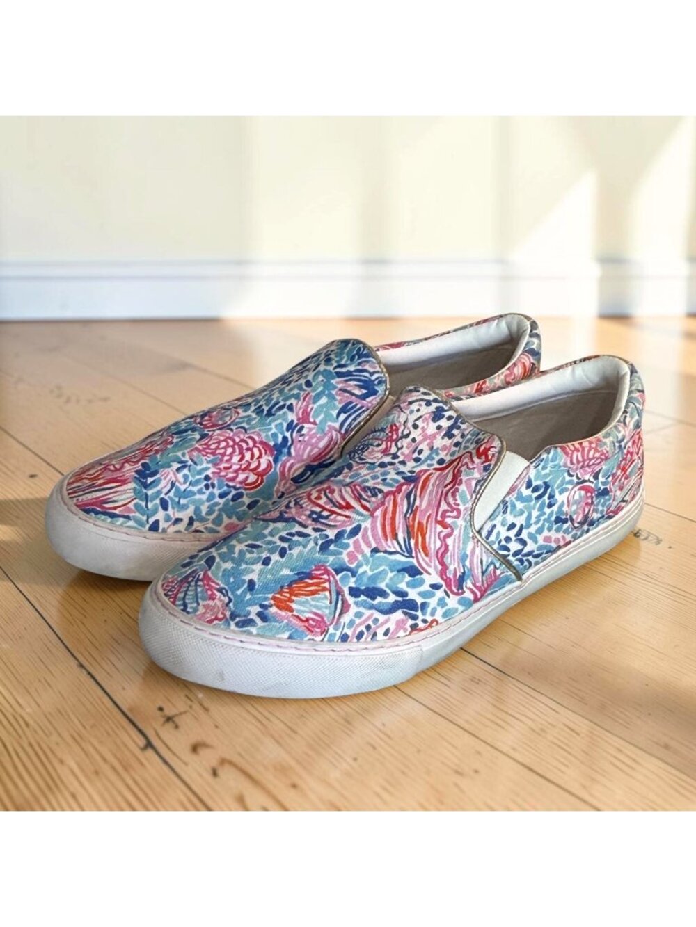 Lilly Pulitzer Julie Womens Slip On Sneakers Size 10 Treasure Trove Canvas Shoes